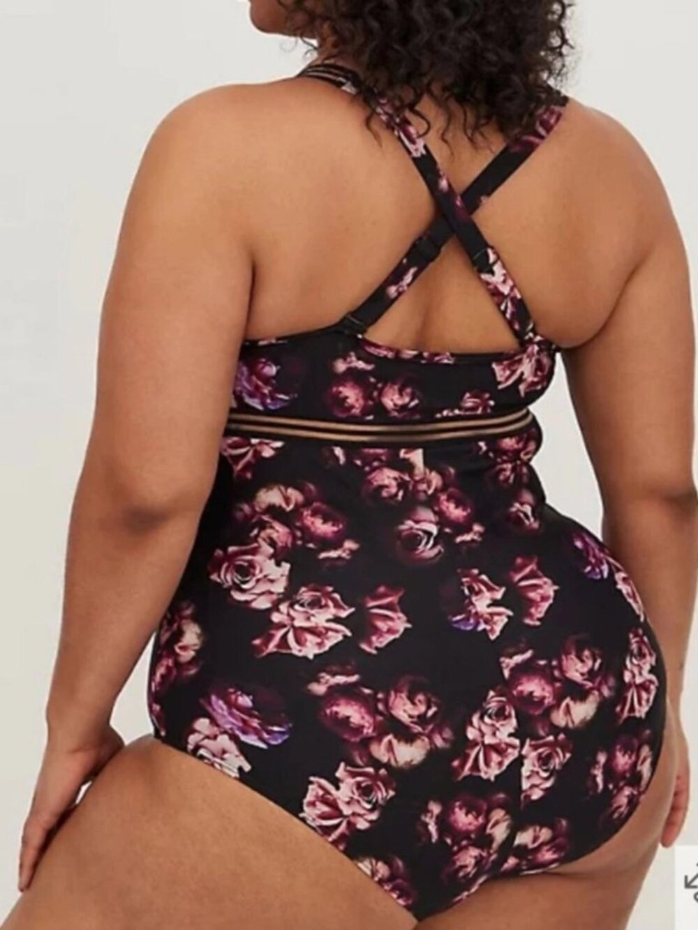**Sale** NWT Torrid One-Piece Rose Print Swimsuit with Mesh Accents 4x/26 - Picture 3 of 5